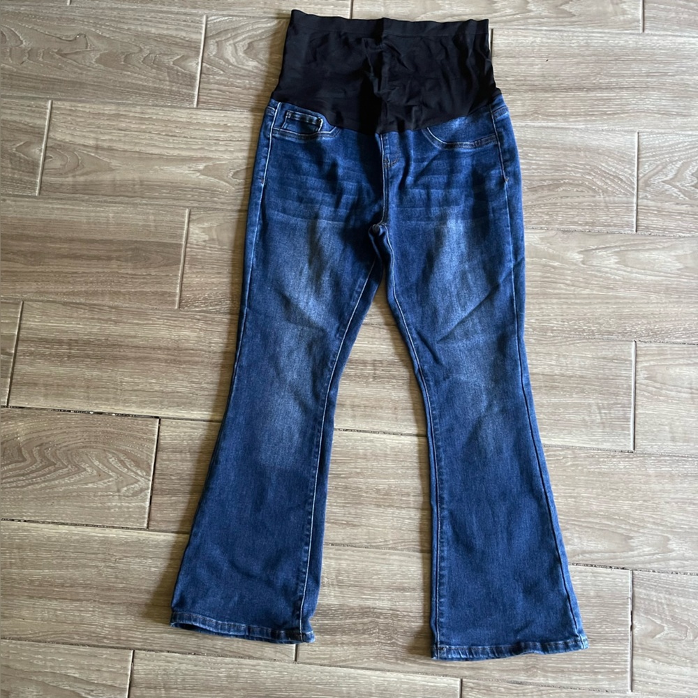 Maternity Blue Jeans Stretch Flare  boot cut by Love SOHO size Large